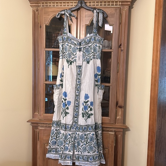 Juliet Dunn Exclusive White Poppy Tie Shoulder Dress - Picture 6 of 12